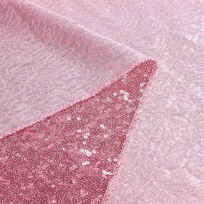 B-COOL Sequin Backdrop Curtain Fuchsia Pink Backdrop Drapes 4 Panels 2ftx8ft Pink Glitter Backdrop for Photo Ceremony Sweetheart Grils Party Decoration