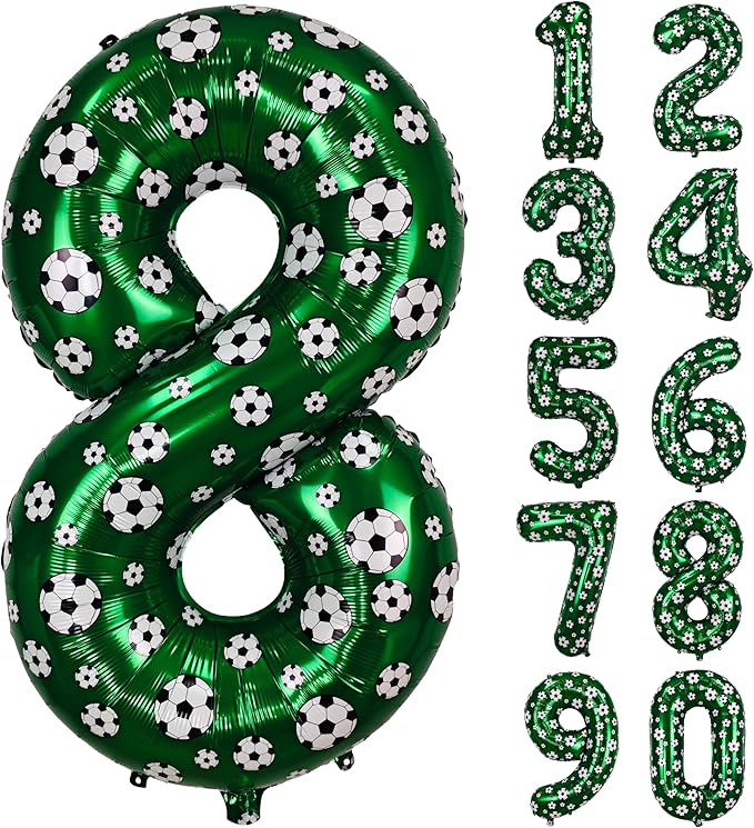40 Inch Soccer Number 8 Balloons Large Foil Balloon Number 8 Birthday Deco World Cup Sports Soccer Theme Decoration For Soccer Party And Boy'S 8 th Birthday