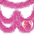 50 Feet Christmas Tinsel Garland, Metallic Twist Wall Hanging Tinsel Backdrop for Parade Floats, Carnival, Birthday, Wedding, New Year Party Decorations (Pink, 2in x 50ft)