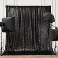 PartyDelight Black Sequin Backdrop 6x8ft - High Density 3mm Shimmer Sequin Background with 4-Inch Rod Pocket, Sparkly Photography Curtain for Birthday, Prom, Studio & Event Decor