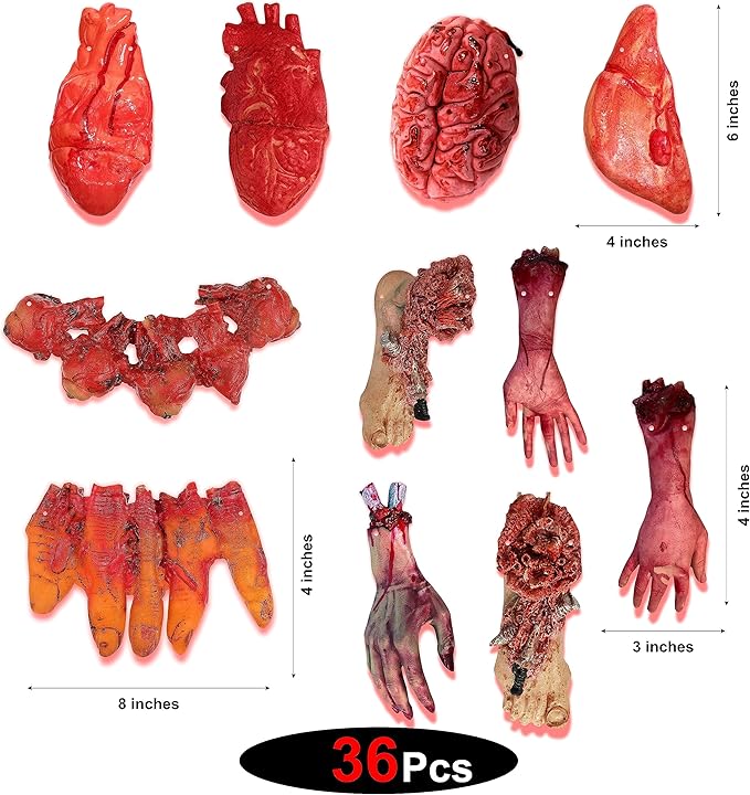 Seyal® Halloween Broken Body Parts, 36 Pcs Garland, Decorations Blood Body Parts for Scary Haunted House Halloween Horror Party Supplies