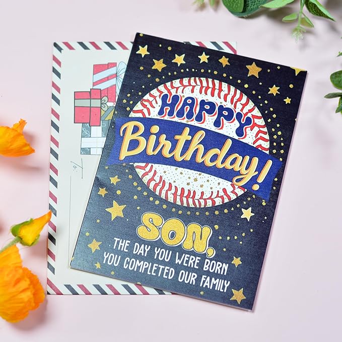 Birthday Card for Son, Son Birthday Card with Seal and Envelope, Sons Cards from Mom, Dad, Parents