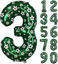 40 Inch Soccer Number 3 Balloons Large Foil Balloon Number 3 Birthday Deco World Cup Sports Soccer Theme Decoration For Soccer Party And Boy'S 3 th Birthday