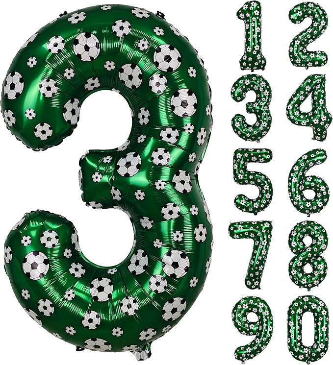 40 Inch Soccer Number 3 Balloons Large Foil Balloon Number 3 Birthday Deco World Cup Sports Soccer Theme Decoration For Soccer Party And Boy'S 3 th Birthday