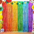 4Pack Rainbow Backdrop Curtains,13.2x8.3ft Colofull Party Decorations, Metallic Tinsel Backdrop Fringe Curtains Party Streamer, Rainbow Streamers Party for Wedding Birthday Engagement Decors