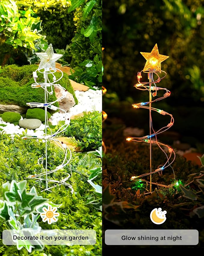 Spiral Christmas Tree Outdoor - 4 Pack Spiral Christmas Tree Pathway Lights Waterproof - Multicolor Spiral Lighted Xmas Trees Lights for Outside Garden Yard Porch, Christmas Decorations