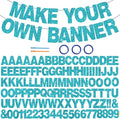 BEISHIDA 116 PCS A-Z DIY Letter Banner Kit Make Your Own Banner Glitter Lake Blue Including 111 Letters and Numbers 3 Rope and 2 Threading Device,Customized for Birthday Graduation Wedding Party Decor