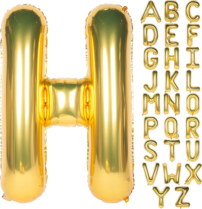 Letter Balloons 40 Inch Giant Jumbo Helium Foil Mylar for Party Decorations Gold H