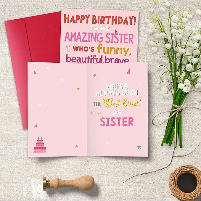 Funny Sister Birthday Card, Best Sister Greeting from Brothers or Sisters, Heartfelt Appreciative Birthday Card Gift for Her Women