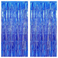 KatchOn, Metallic Blue Backdrop Curtain - Pack of 2 | Blue Streamers for Royal Blue Party Decorations | Foil Fringe Streamers for Under The Sea Party Decorations, Mermaid Bachelorette Decorations