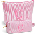 Cute Stuff for Teen Girls Gifts - 2 Piece Set Makeup Bags, Custom Makeup Organizer Pouch for Travel, 6-12 Year Old Girl Birthday Gifts, Travel Essentials for Women, Pink C