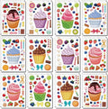 24 Sheets Cupcakes Stickers for Kids Treats and Sweets Sticker Sheets Make a Face Stickers for Birthday Party Mix and Match Dessert Cookies Stickers Party Favors