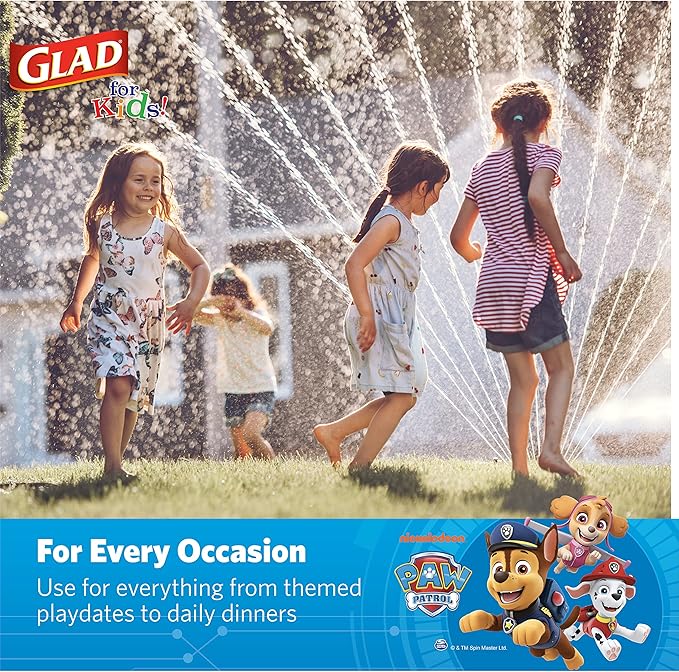 Glad for Kids Paw Patrol Disposable Paper Plates, Heavy Duty Soak Proof Microwavable Kids Plates for Parties, Birthdays, and Everyday Meals, Core Pups Blue, 8.5 Inch, 20 Count (Pack of 2)