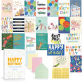 24 Pack Assorted Birthday Cards with Gold Foil, Messages, Envelopes, and Stickers | 4x6 Inch Happy Birthday Cards Bulk for Family, Kids, Friends, Work, and Office Celebrations.