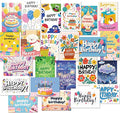 24 Pack Birthday Cards, Messages, Envelopes, and Stickers | 4x6 Inch Happy Birthday Cards Bulk for Family, Kids, Friends, Work, and Office Celebrations. (24 Pcs Cards With Cute Style)