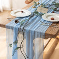 Keketoarrange Easter Spring Table Runner Light Blue Cheesecloth Gauze Rustic Cheese Cloth Table Runner 120 Inch 10 FT for Wedding Baby Shower Bridal Shower Birthday Party Sheer Home Boho Decorations