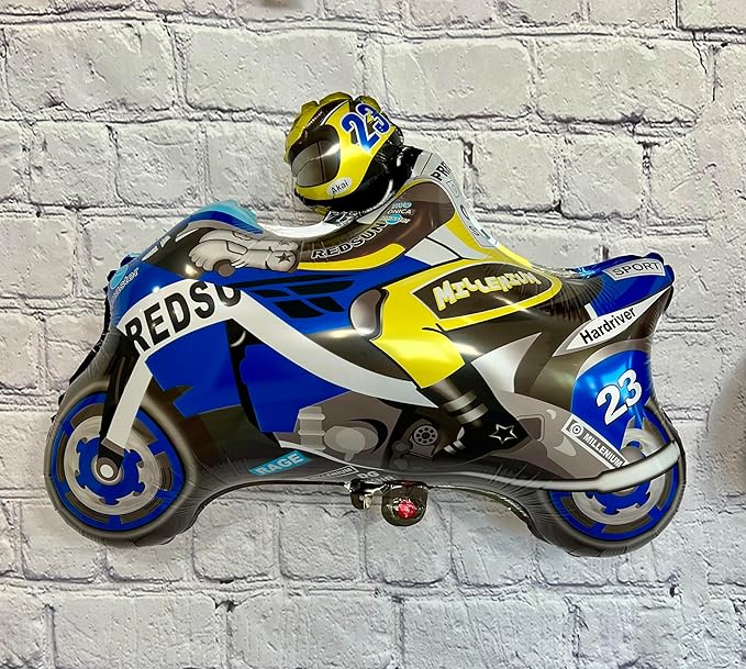 Motorcycle Dirt Bike and Helmet Balloons | Birthday Party Supplies and Decorations | Birthday Parties Celebration Baby Shower Gender Reveal