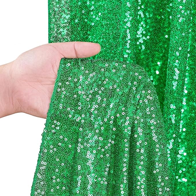 B-COOL Green Sequin Backdrop Curtain 6 Panels 2ftx8ft Glitter Curtain Drapes Background for Birthdat Wedding Ceremony Stage Party Background Decorations