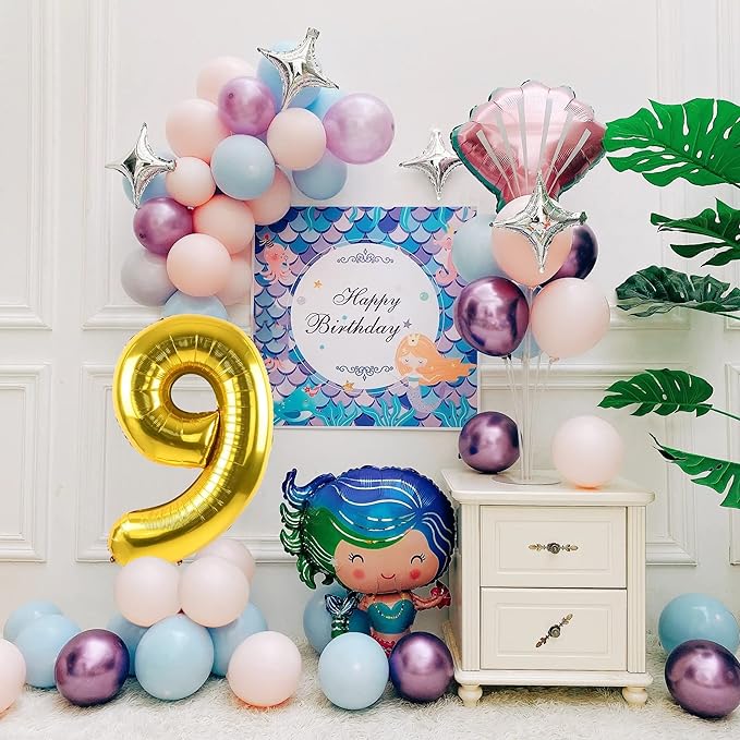Smlpuame 40 inch Number Balloon 0-9 Gold Large Number 9 Balloons,Digital Balloons for Birthday Party Celebration Decorations Supplies, Helium Foil Number Balloons for Wedding Anniversary