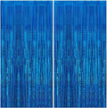 2 Pack 3.3 x 8.2 ft Tinsel Foil Fringe Curtain Backdrop, Upgraded Blue Glitter Metallic Streamers Backdrop Curtains for Birthday Parties, Baby Shower, Under the sea, Ocean Mermaid Party Decorations