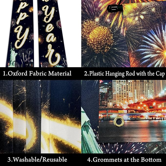 KatchOn, XtraLarge Happy New Year Banner - 72x12 Inch | New Years Decorations 2026 | Door Banner for Happy New Year 2026 | New Years Eve Party Supplies 2026, Nye Decorations 2026 | Nye Decor 2026