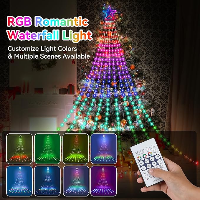 PUHONG Color Changing Christmas Lights, 335 LED RGB String Light with Remote & Timer, Waterproof Outdoor Twinkle Christmas Tree Lights for New Year, Halloween, Birthaday, Party Decor (RGB)