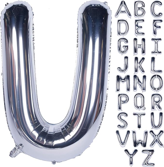 Letter Balloons 40 Inch Giant Jumbo Helium Foil Mylar for Party Decorations Silver U