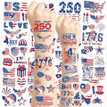 99 PCS 4th of July Temporary Tattoos, 12 Sheets Waterproof 4th of July Accessories, USA Flags Fireworks Eagles Independence Day Decorations, Patriotic Tattoos for Memorial Day Veterans Events
