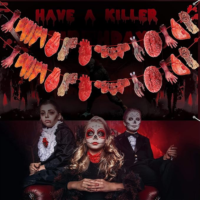 Seyal® Halloween Broken Body Parts, 36 Pcs Garland, Decorations Blood Body Parts for Scary Haunted House Halloween Horror Party Supplies
