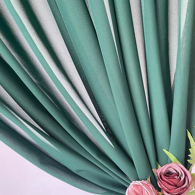 EHLDekol Sheer Chiffon Backdrop Curtains 10ft x 10ft(5ft x 2Panels)，Chiffon Fabric Drapes for Wedding, Long Sheer Curtain for Living Room, Arch Party Stage Decoration (Emerald Green, 120 x 120 Inch)