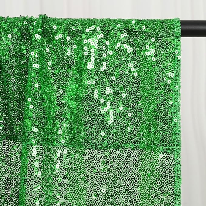 Green Sequin Backdrop 6FTx8FT Photobooth Backdrop Curtains for Birthday, Party, Wedding Decoration