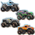 Toyland® Pack Of 4 Monster Jam Truck Foil Balloons - Grave Digger, El Toro Loco, Max D & Megalodon Shaped Character Balloons