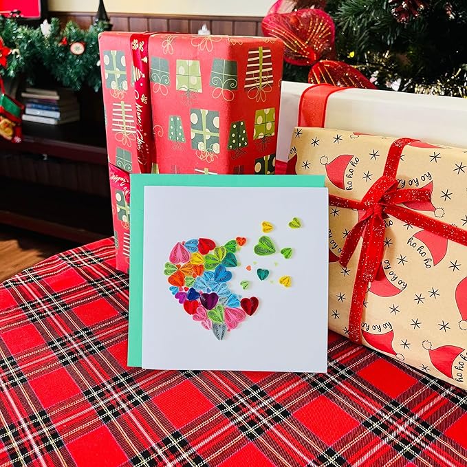 Quilling Cards, handmade card, quilled cards with Handmade Art for all occasions: quilling birthday card for women, Birthday card, mother... colorful heart design (Breaking heart)