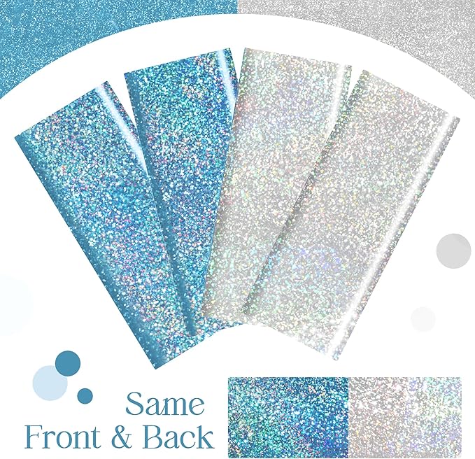 Sparkling Holographic Laser Tablecloth - Shimmering, Waterproof, Easy to Clean - Ideal for Bachelorette, Birthday, Wedding, and Anniversary Party Decorations (Light Blue & Silver, 2)