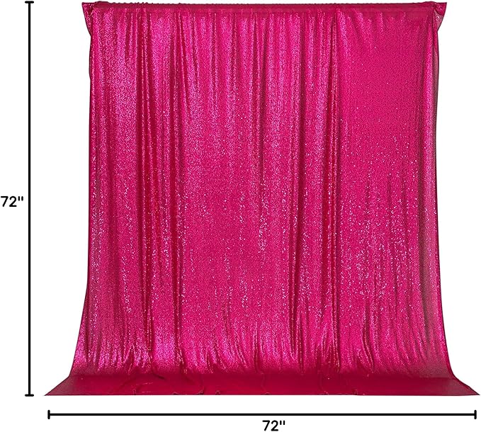 PartyDelight Hot Pink Sequin Backdrop 6x6ft - High Density 3mm Shimmer Sequin Background with 4-Inch Rod Pocket, Sparkly Photography Curtain for Birthday, Girl's Party, TikTok & Live Decor