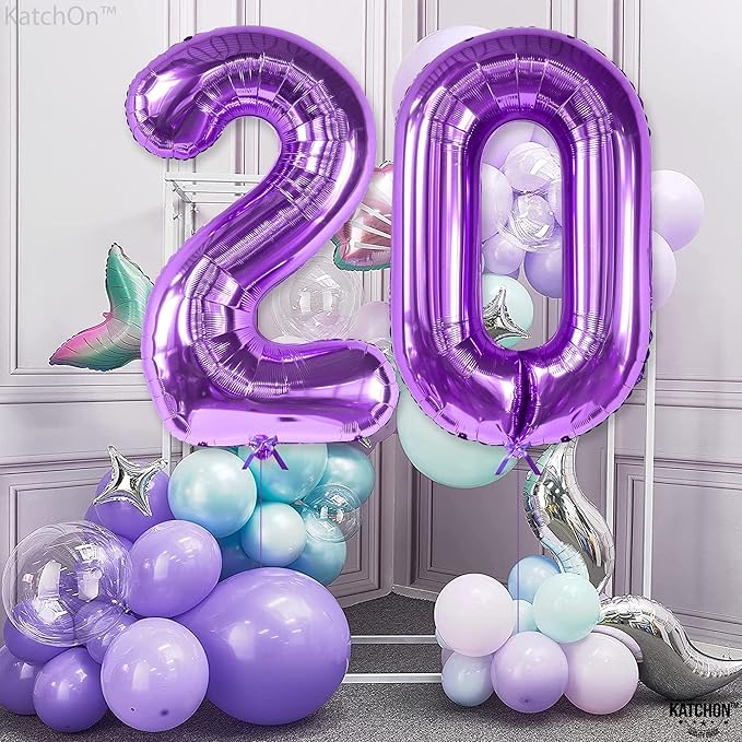 Giant, Purple 0 Number Balloons - 40 Inch | Pair 0 Digit Balloon to Other Number | Purple 0 balloon number for Birthday Party Supplies | Purple number 0 balloon for Mermaid Theme Birthday Decorations