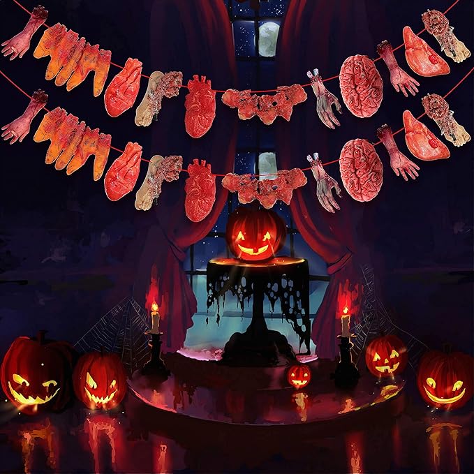 Seyal® Halloween Broken Body Parts, 36 Pcs Garland, Decorations Blood Body Parts for Scary Haunted House Halloween Horror Party Supplies
