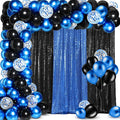 137 Pcs Blue Black Party Backdrop Kits - 4 Sequin Curtains Backdrop 133 Balloon Arch Kit, Glitter Photo Background for Birthday Christmas New Year Eve Wedding Anniversary Baby Shower