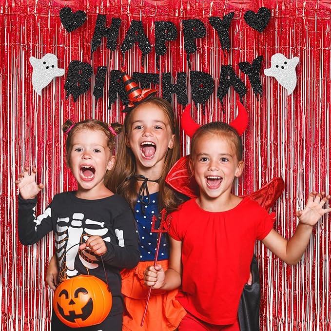 BRAVESHINE Red Tinsel Foil Fringe Curtains - 2Pcs 3.2x8.2ft Holidays Photo Booth Party Backdrop for Valentines/Bachelorette/Anniversary/Engagement/Christmas/Girl/Birthday/Bridal/New Years Decorations