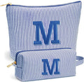 Stocking Stuffers for Teen Girls Gifts Trendy Stuff, 2025 Christmas Gifts Cute Makeup Bag, 6-12 Year Old Girl Birthday Gift, Personalized Christmas Stocking Stuffers for Girls, Blue Letter M