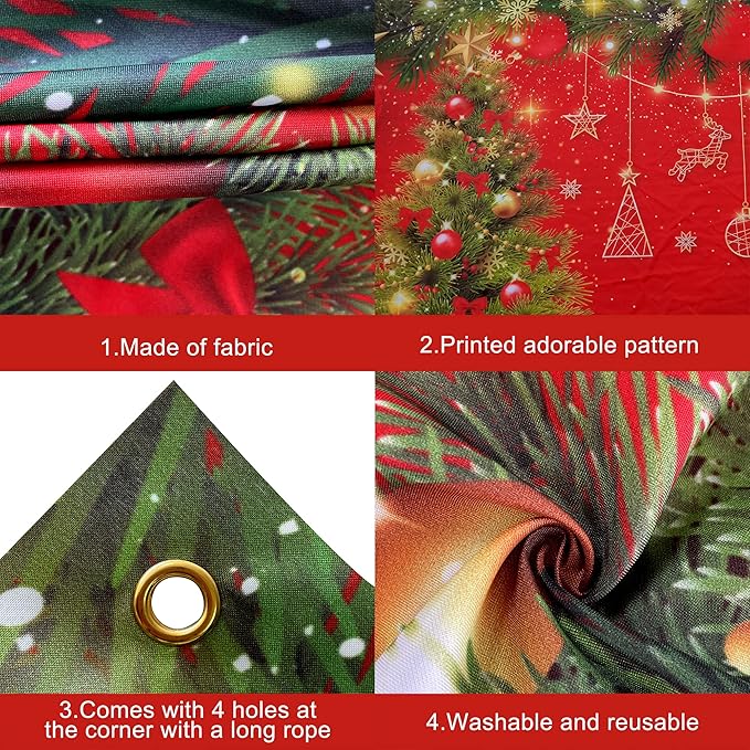 KatchOn, XtraLarge Christmas Banner - 72x44 Inch, Red, Cloth Fabric, Includes Red Ribbon Roll - 20 Feet, Perfect for Christmas Decorations & Photography