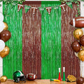 Browm and Green Fringe Curtain Party Streamers 2Pack 3.3 x 8.3 Ft Foil Fringe Backdrop Curtains for Birthday Wedding Bridal Holiday Tinsel Streamers Green Party Decorations Door Streamer