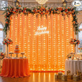10ft x 8ft Orange Tulle Photo Backdrop Curtain with Lights String for Halloween Party Orange Sheer Curtain Backdrop Drapes for Birthday Party Wedding Photo Booth Background Home Room Decorations