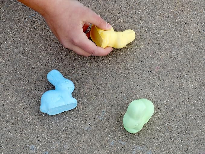 Kid Made Modern Sidewalk Chalk Set for Kids - Washable, Colored Bunny Chalk for Outdoor Play and Chalkboard Art - Ages 3+ (5 Pieces, Multicolor)