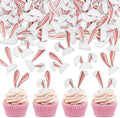 Ercadio 40Pcs Edible Easter Bunny Ear Cupcake Toppers Edible Rabbit Ears Cupcake Picks Drink Toppers for Easter Rabbit Theme Baby Shower Kids Boys Girls Birthday Party Cupcake Decorations Supplies