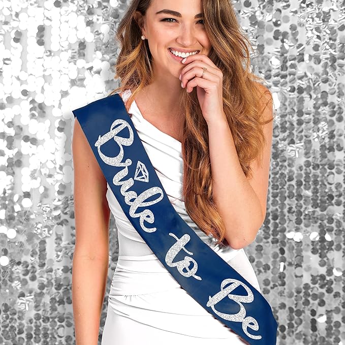 RhinestoneSash Something Blue for Bride - Navy Bridal Party Sash - Denim and Diamonds Bachelorette Party