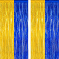 2 Pack Graduation Backdrop, 3.28 FT x 7.05 FT Class of 2026 Decorations, Blue Gold Fringe Curtains Tinsel Backdrop Party Streamer, Metallic Blue and Gold Graduation Decorations 2026