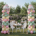 Kasyat 2 Set Tea Party Decorations Balloon Column with Adjustable Balloon Stand Kit, Teapot Balloons for Spring Bridal Shower Wedding Birthday Garden Party, Pastel Macaron Arch Supplies