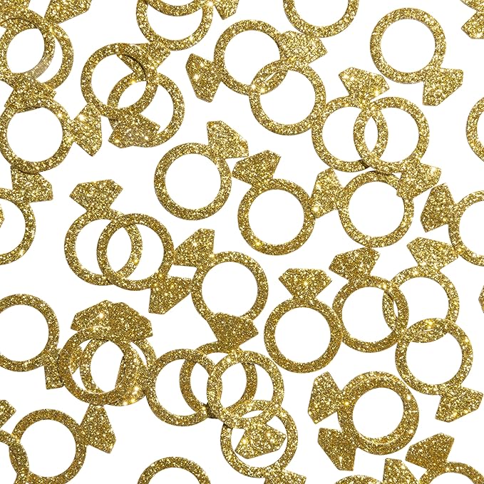50 x Engagement Ring table confetti/scatter, bachelorette party decorations (Gold)