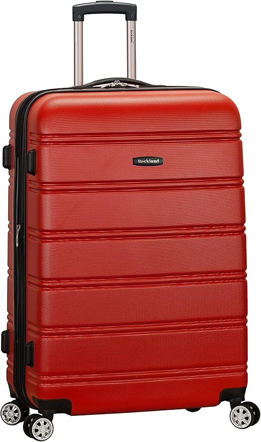 Rockland Melbourne Hardside Expandable Spinner Wheel Luggage, Checked Large 28", Red